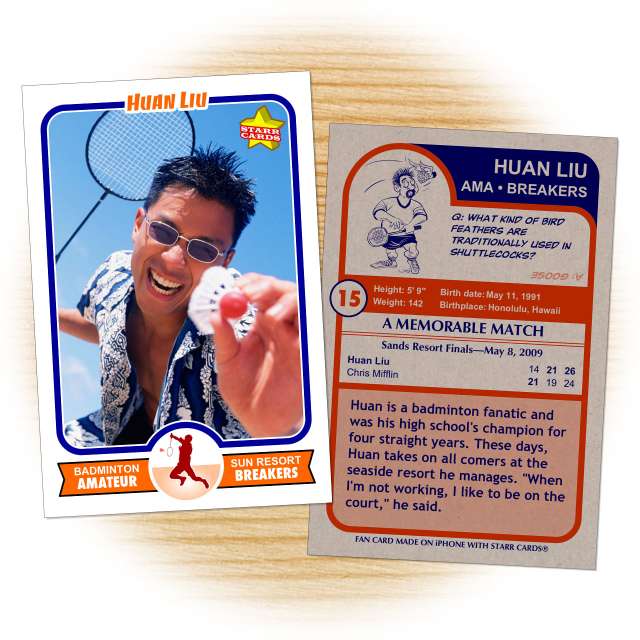 Badminton card template from Starr Cards Badminton Card Maker.