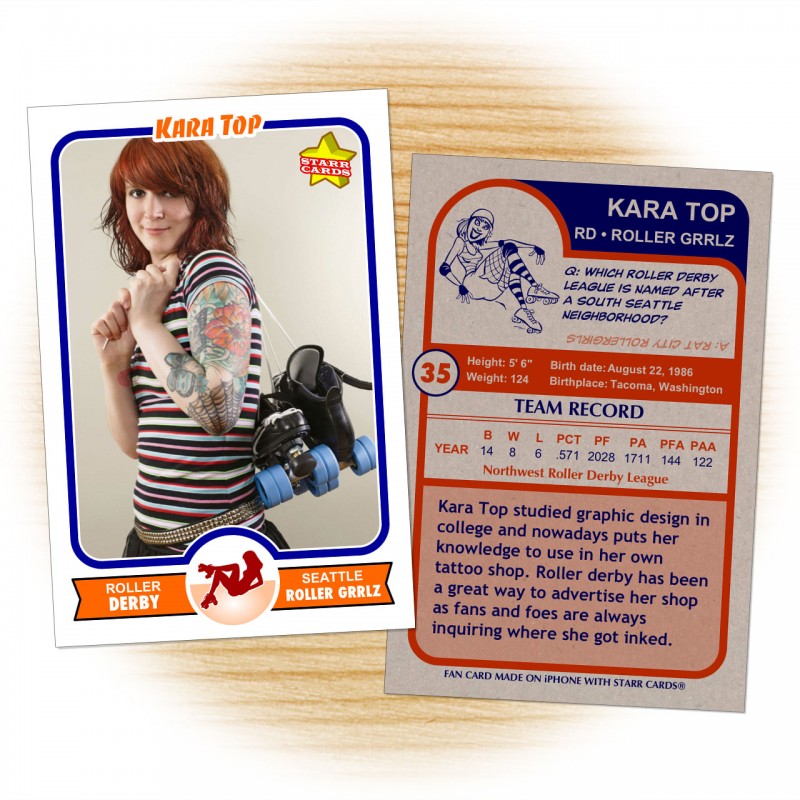 Roller derby card template from Starr Cards Roller Derby Card Maker.