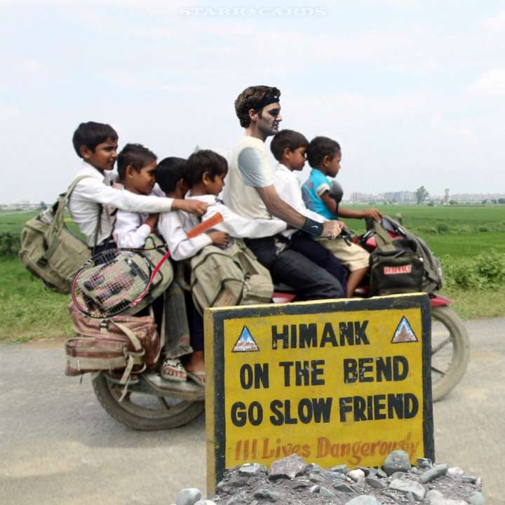 Roger Federer in India with some young fans