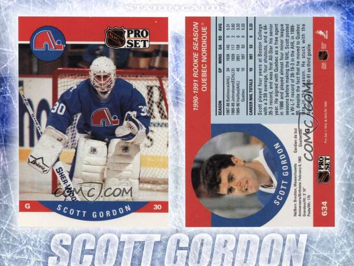 Scott Gordon Quebec Nordique hockey card