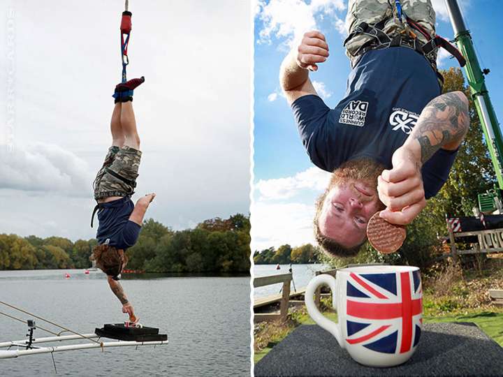 Simon Berry set the new highest bungee dunking world record at 204 ft 10 in