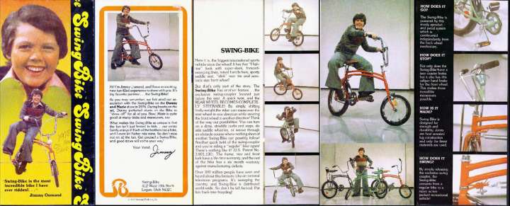 Swing Bike brochure featuring Jimmy Osmond