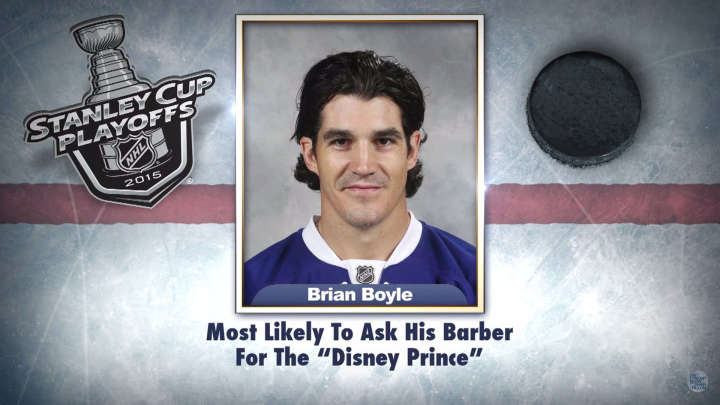 Tampa Bay Lightning center Brian Boyle on "Tonight Show Superlatives" read by Jimmy Fallon