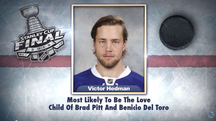 Tampa Bay Lightning's Victor Hedman on "Tonight Show Superlatives" read by Jimmy Fallon