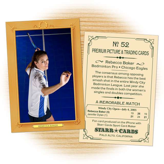 Badminton card template from Starr Cards Badminton Card Maker.