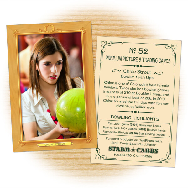 Bowling card template from Starr Cards Bowling Card Maker.
