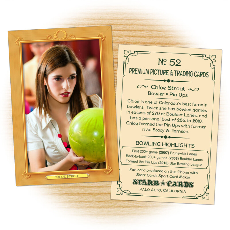 Bowling card template from Starr Cards Bowling Card Maker.