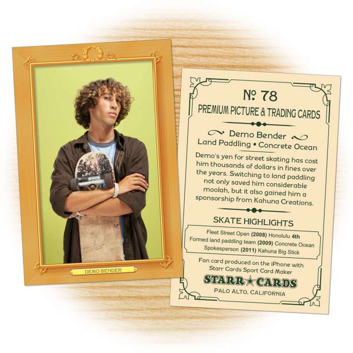 Skateboarding card template from Starr Cards Skateboarding Card Maker.