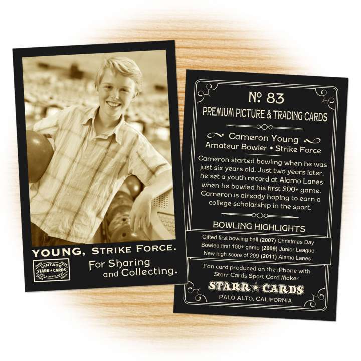 Bowling card template from Starr Cards Bowling Card Maker.
