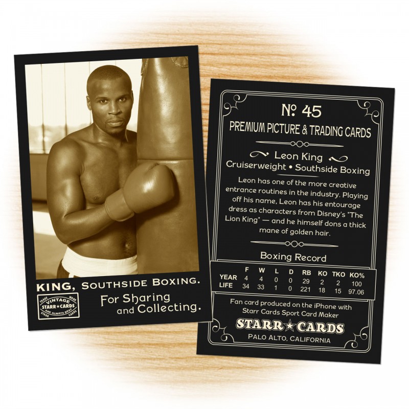 Boxing card template from Starr Cards Boxing Card Maker.