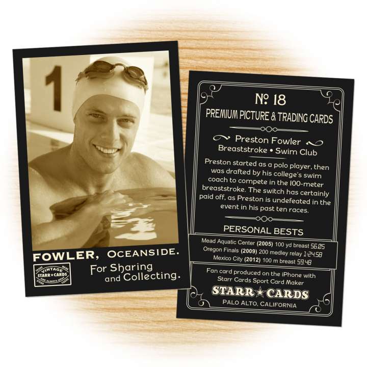 Swimming card template from Starr Cards Swimming Card Maker.
