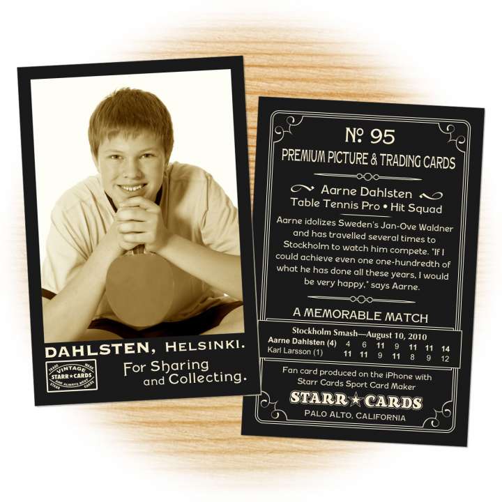Table tennis card template from Starr Cards Table Tennis Card Maker.