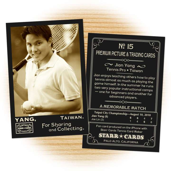 Tennis card template from Starr Cards Tennis Card Maker.