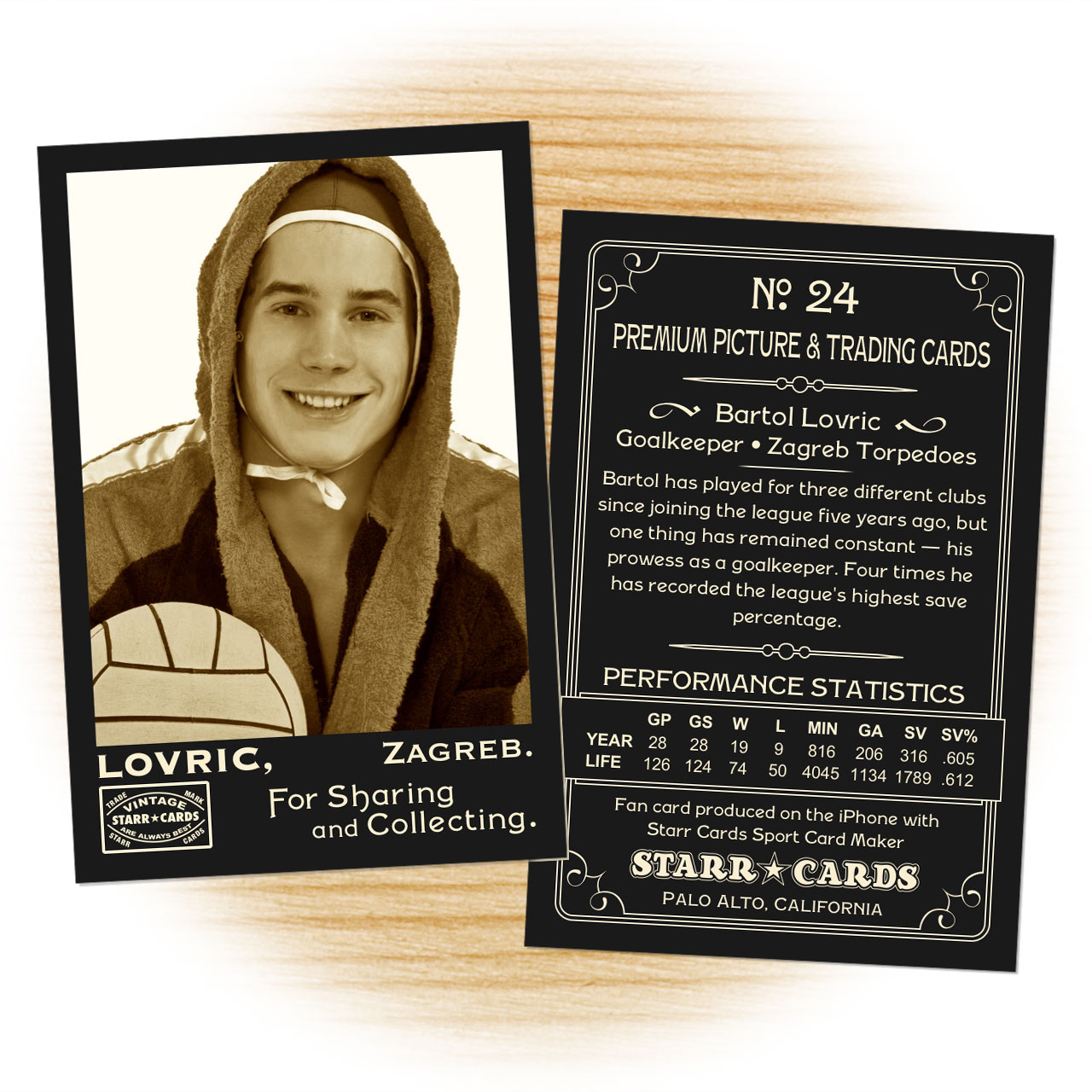 Water polo card template from Starr Cards Water Polo Card Maker.